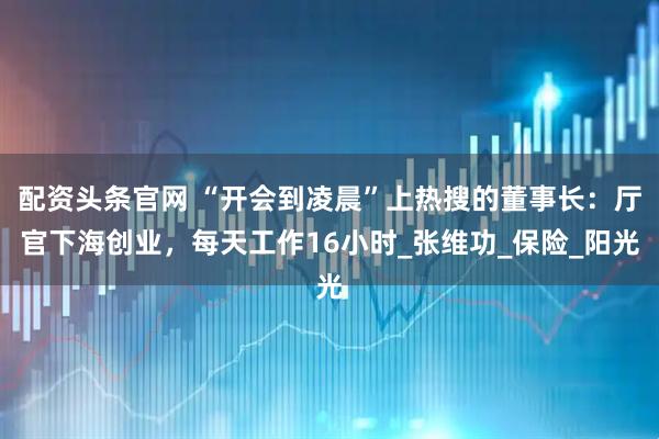配资头条官网 “开会到凌晨”上热搜的董事长：厅官下海创业，每天工作16小时_张维功_保险_阳光